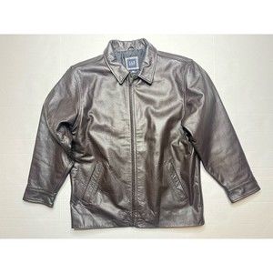 Gap Brown Leather Jacket Womens XXL Moto Vintage Flaws